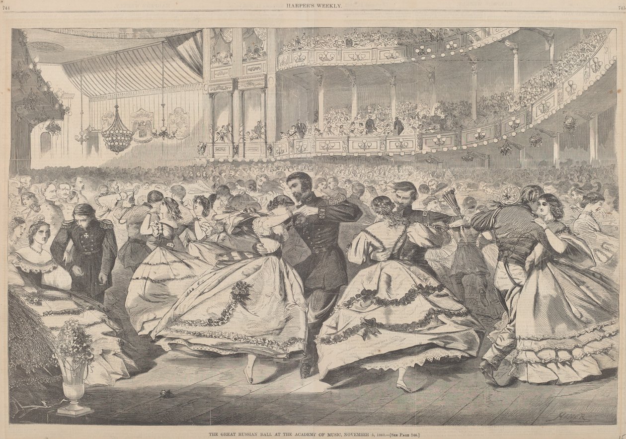 Müzik Akademisi'ndeki Büyük Rus Balosu, 5 Kasım 1863 by Winslow Homer