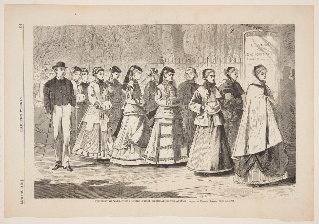 Sabah Yürüyüşü – Caddeyi Gezdiren Genç Bayanlar Okulu by after Winslow Homer