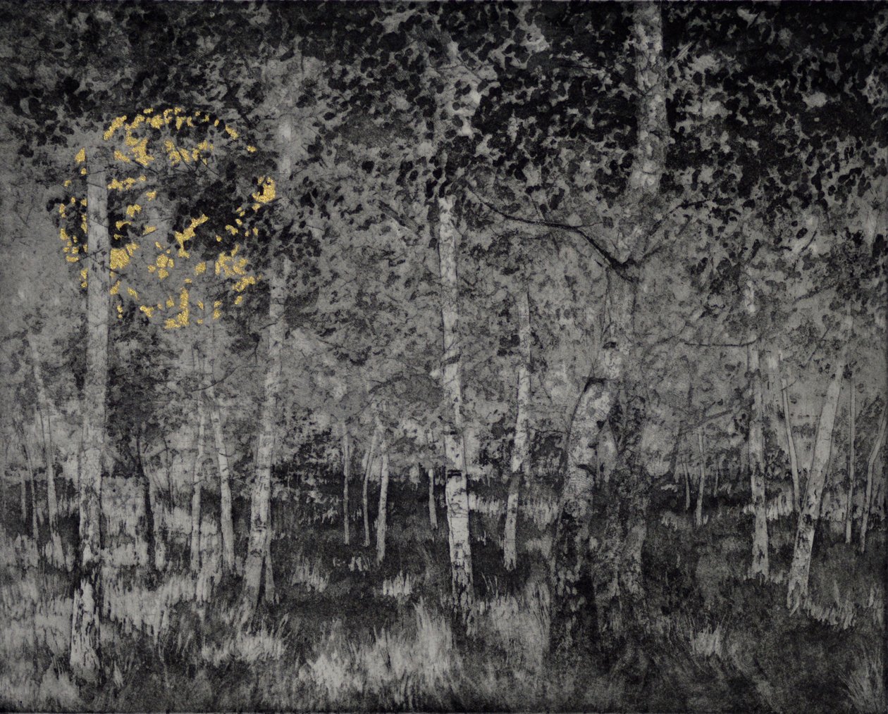 Our secret, 2018, etching, aquatint and hand-colouring on paper by angus hampel