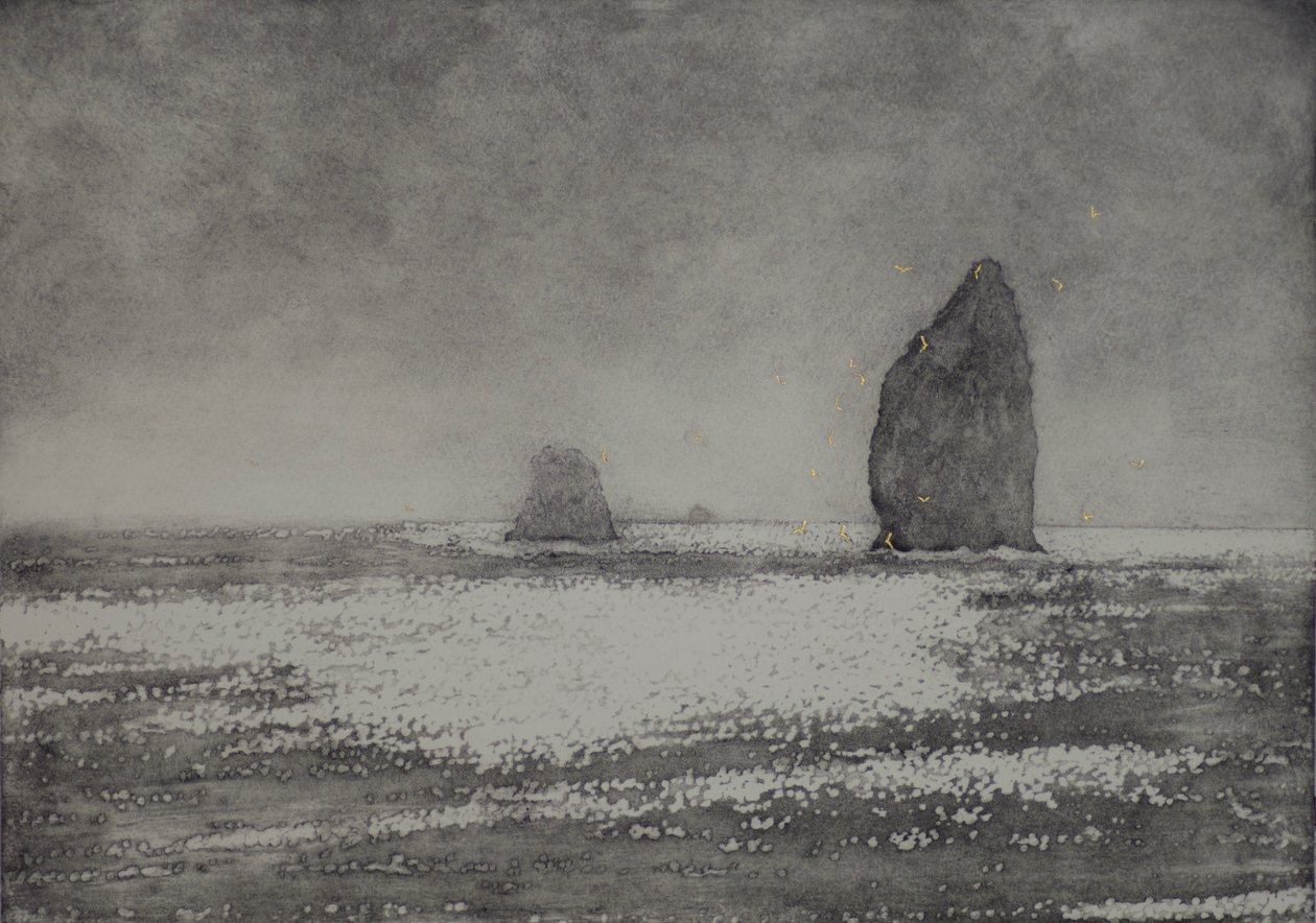 Trinity, 2017, kağıt üzerinde aquatint ve el boyaması by angus hampel