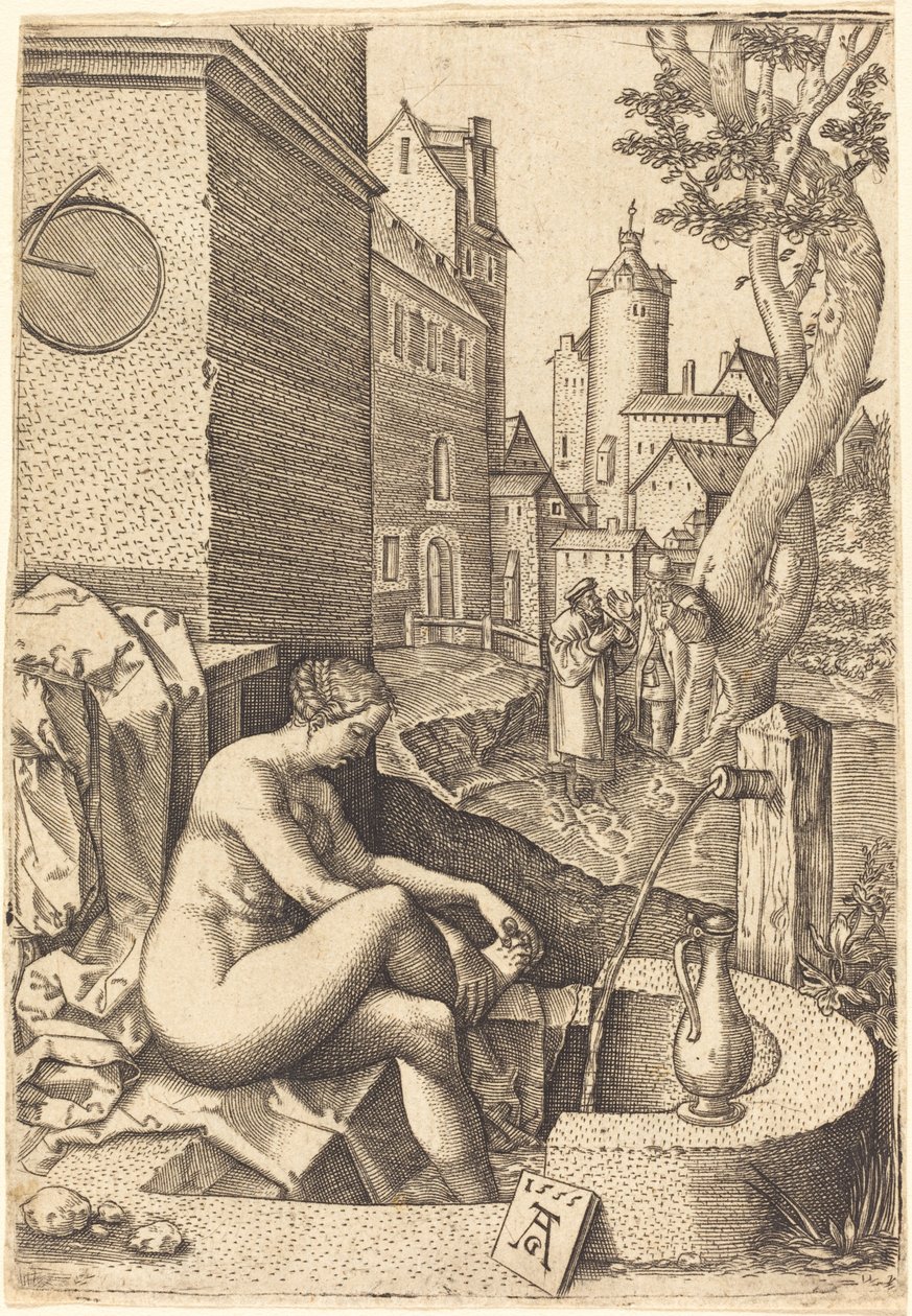 Susanna İki Yaşlı Tarafından Şaşırdı by anonymous Germany 16th Century after Heinrich Aldegrever