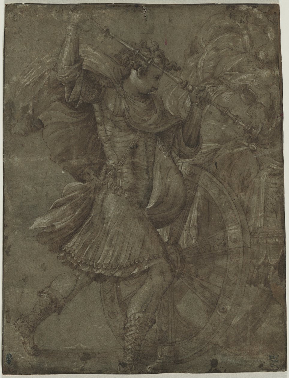 Bir Savaş Arabasının Yanında Zırhlı Adam by assistant of Francesco Salviati