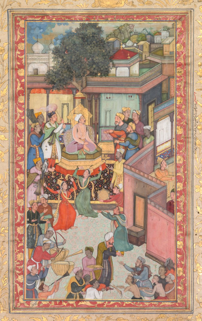Ekber'in oğulları için sünnet töreni, Ebu'l Fazl'ın bir Ekber-nama'sından (Ekber Kitabı) 126 boyama (Hint, 1551-1602) by attributed to Dharam Das