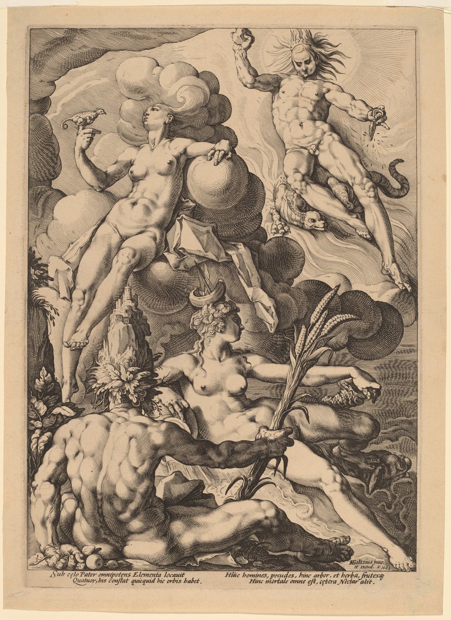 Dört Element by attributed to Jacob Matham, after Hendrick Goltzius