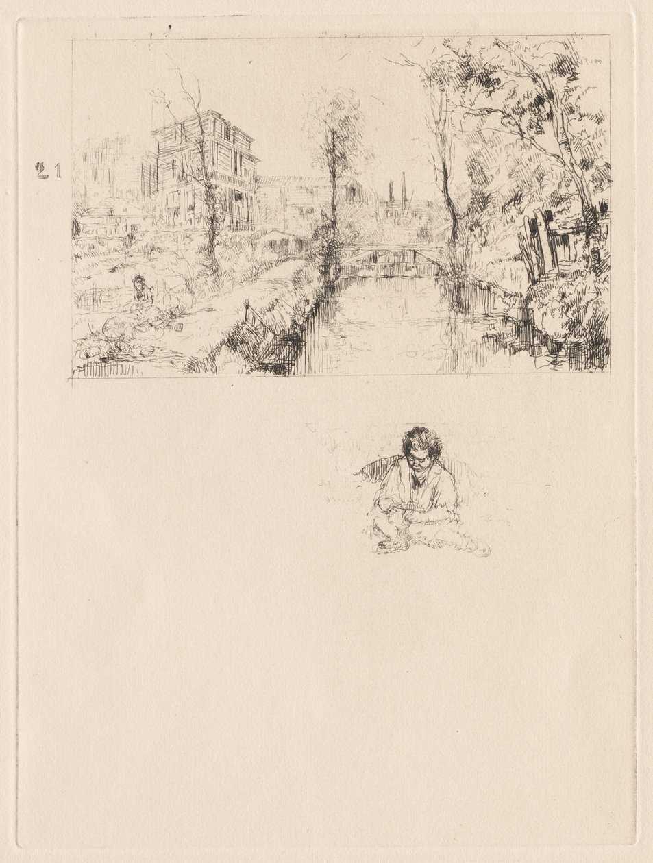 [Köprü ve Çocuklu Manzara] by attributed to Jean Louis Richter
