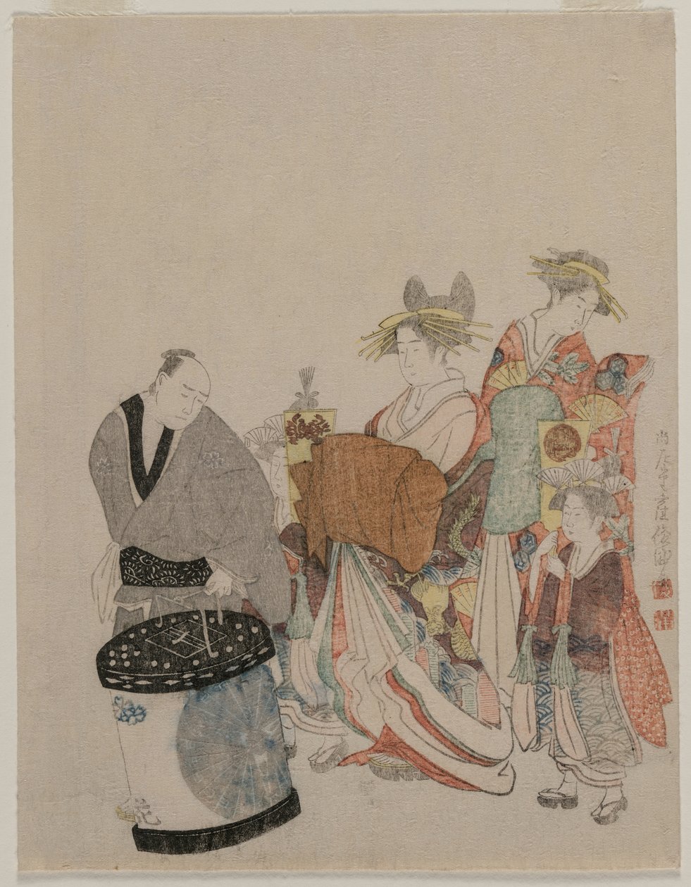 Geceleri Görevlileri ile Kasabada Nezaketçi by attributed to Kubo Shunman