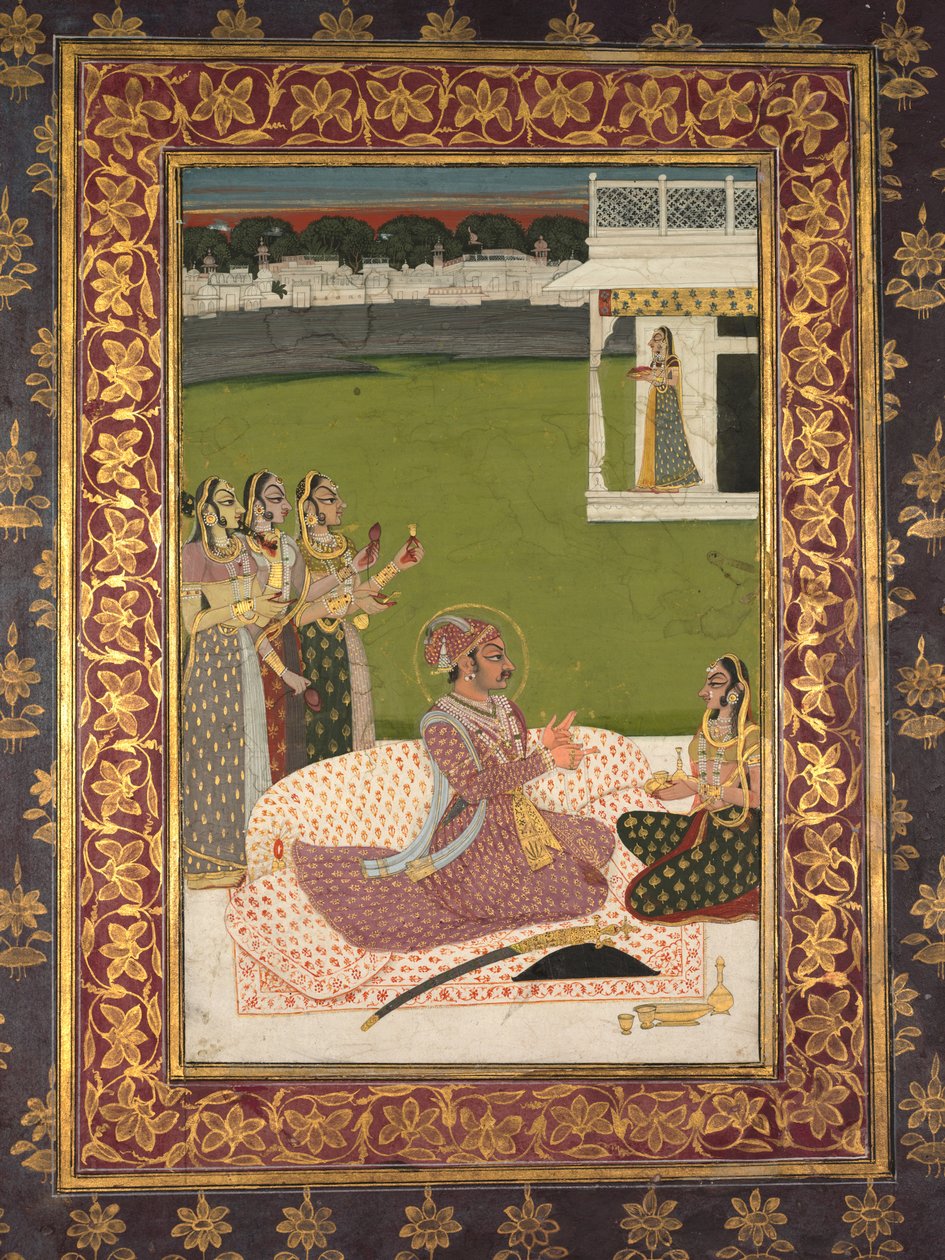 Maharaja Savant Singh'in Eşi, Bani Thani ile Portresi by attributed to Nihal Chand