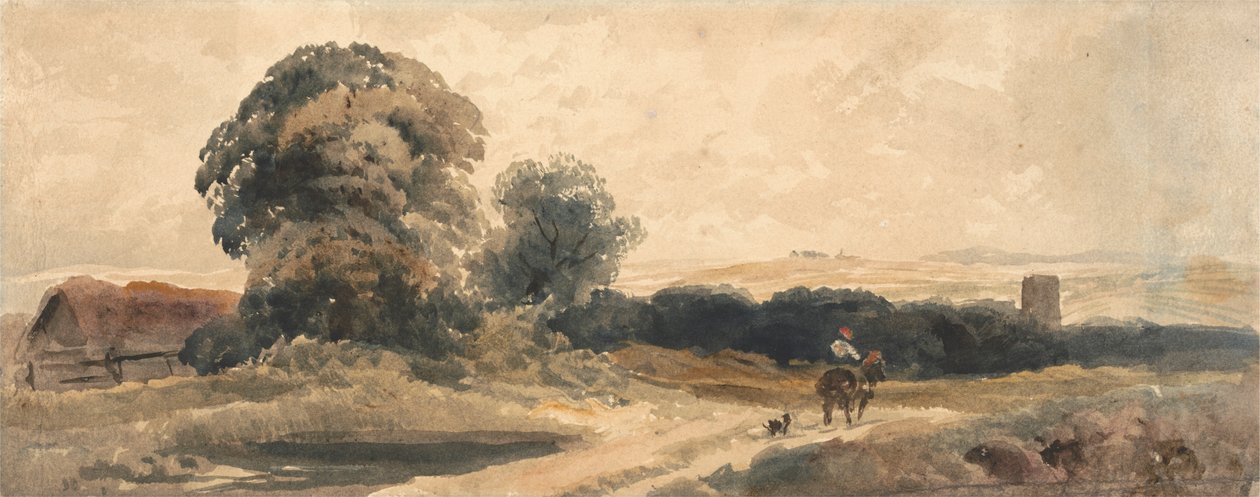 At Sırtında Yolcu Olan Bir Köy Yolu by attributed to Peter DeWint