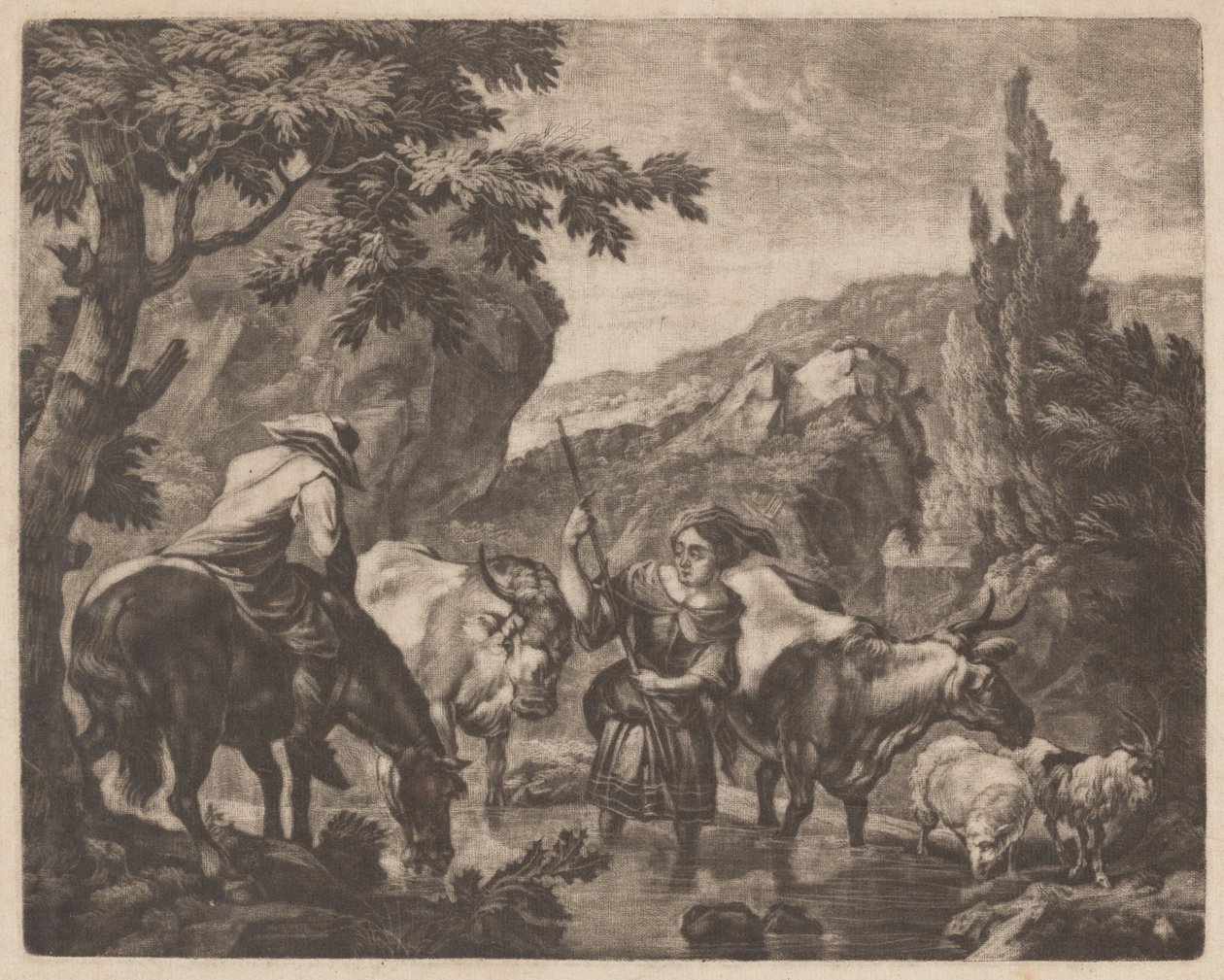 Dere Geçiren Sığır by attributed to Robert Robinson,after Nicolaes Pietersz Berchem