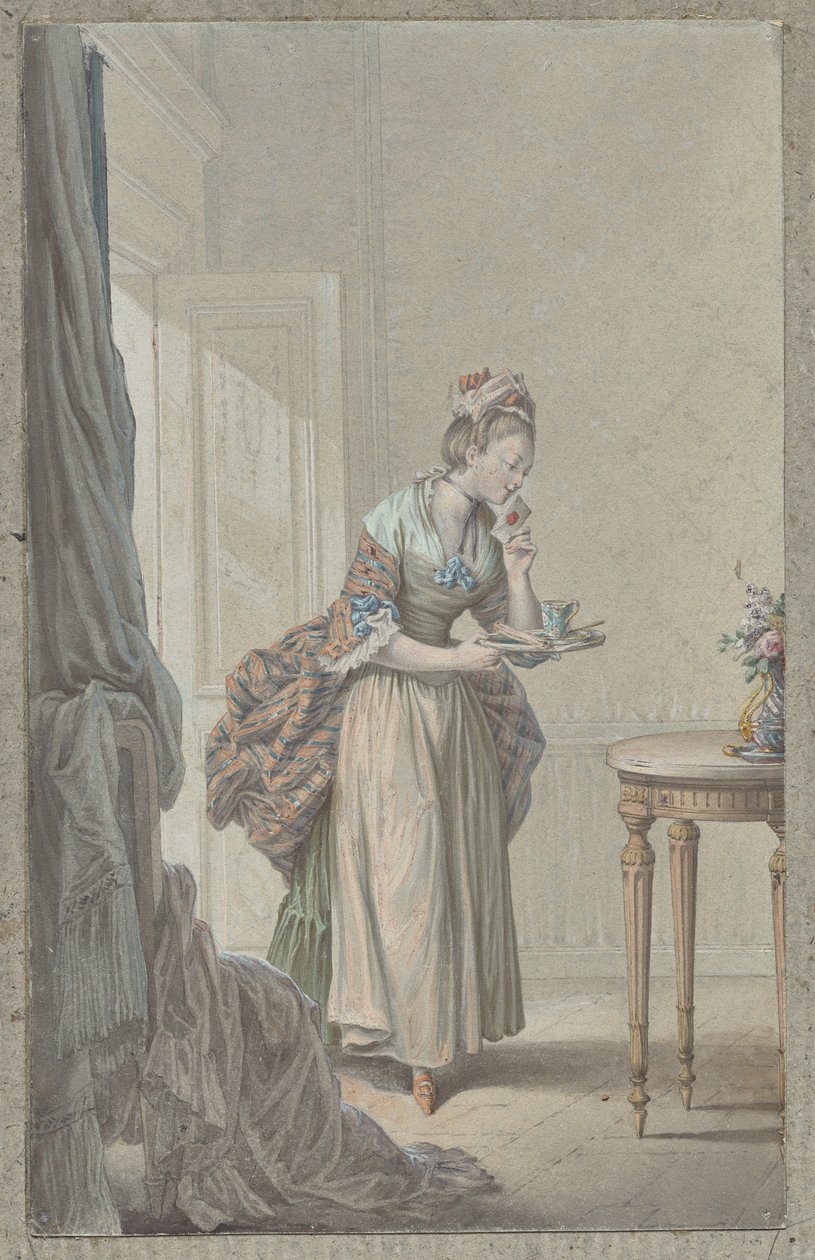 bir mektup ile kadın by attributed to Sigmond Freudeberg