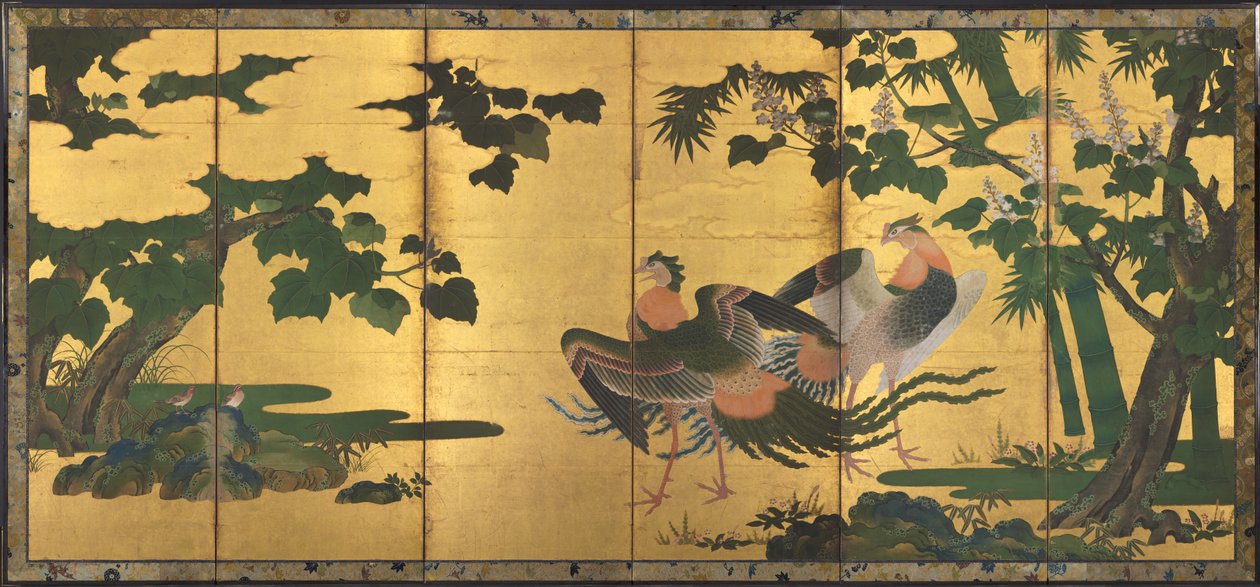 Phoenix'ler ve Paulownia by attributed to Tosa Mitsuyoshi
