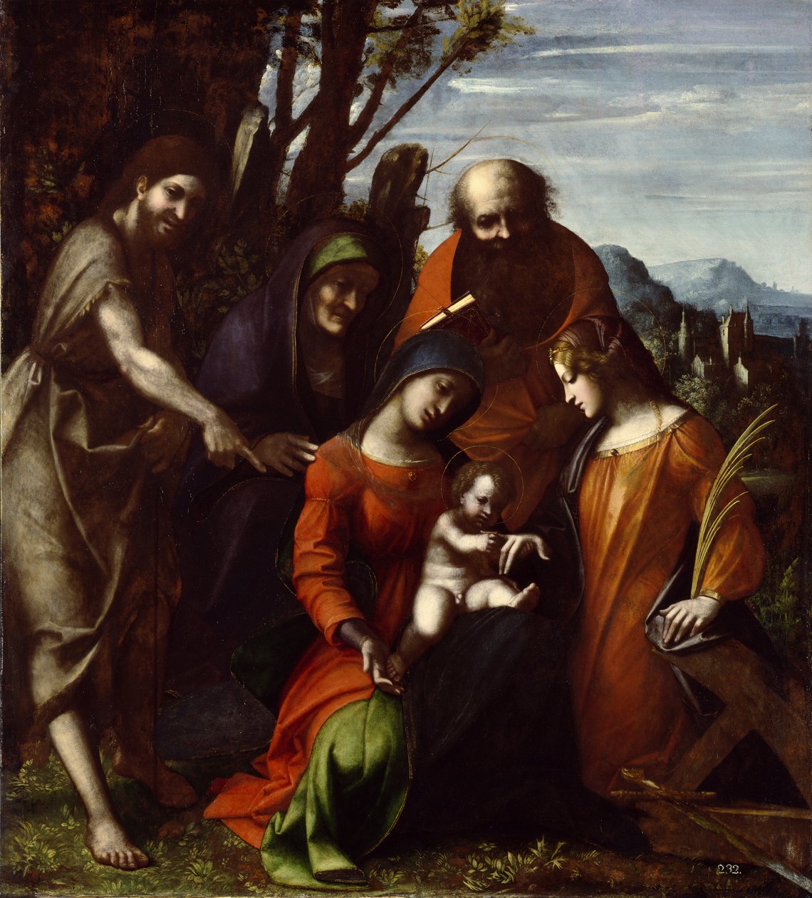 The Mystic Marriage of Saint Catherine, 1510-14 (paint on wood panel) by Antonio da Correggio