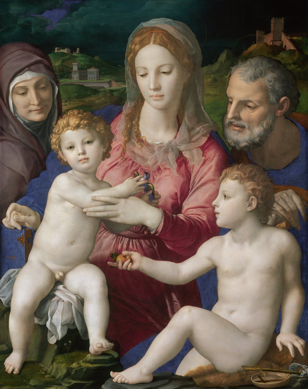 Aziz Anne ve Bebek Aziz John ile Kutsal Aile by Agnolo Bronzino
