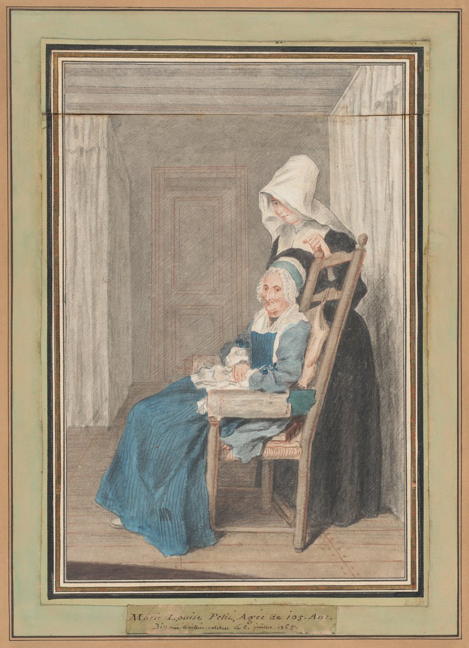Marie Louise Petit, 105 Yaşında, Genç Hemşiresiyle by called Carmontelle Louis de Carrogis