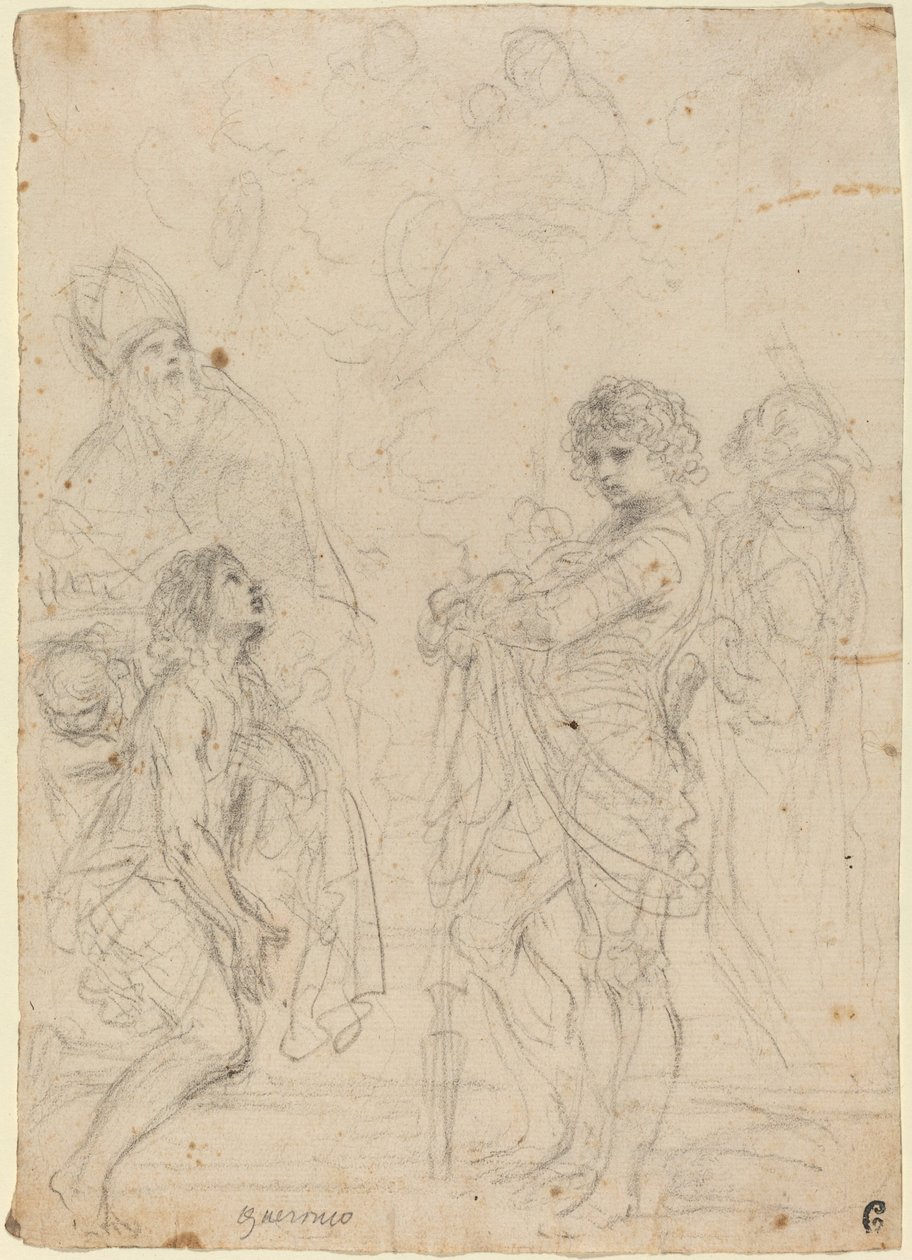 Azizler Gimignano, Vaftizci Yahya, George ve Peter Martyr ile Madonna ve Çocuk by called Guercino Giovanni Francesco Barbieri