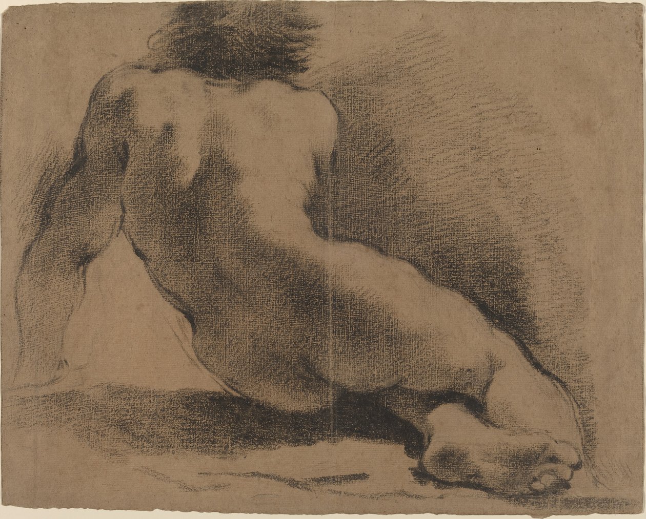 Oturan Çıplak Çocuk Arkadan Göründü by called Guercino Giovanni Francesco Barbieri