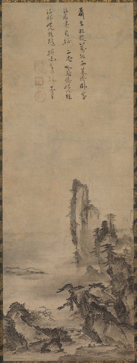Yalnız Tapınak ve Yüksek Uçurum by circle of Kenkō Shōkei