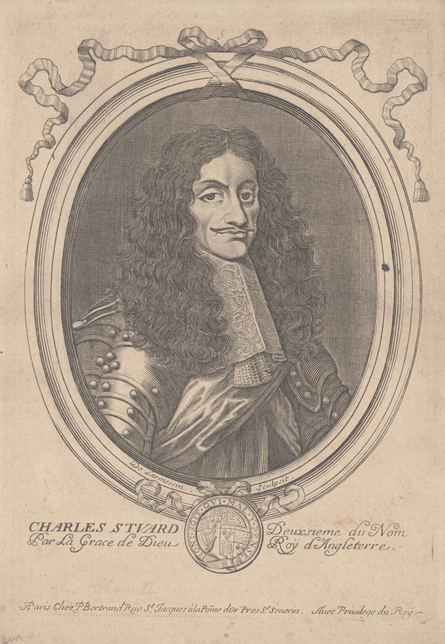 Charles II, İngiltere Kralı by Nicolas II de Larmessin