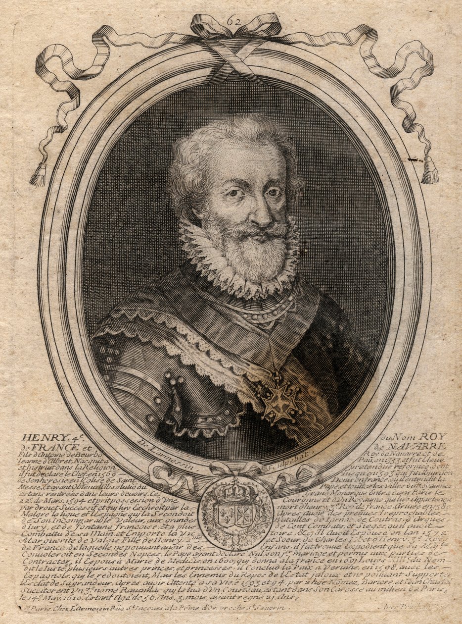 Henry IV (1553-1610) Portresi Fransa Kralı - Henry IV Portresi (1553-1610) Fransa Kralı - 'Les Augustes, Pharamond'dan Louis XIV'e Fransa'nın Tüm Krallarının Temsilleri'nden gravür, Paris by de Larmessin