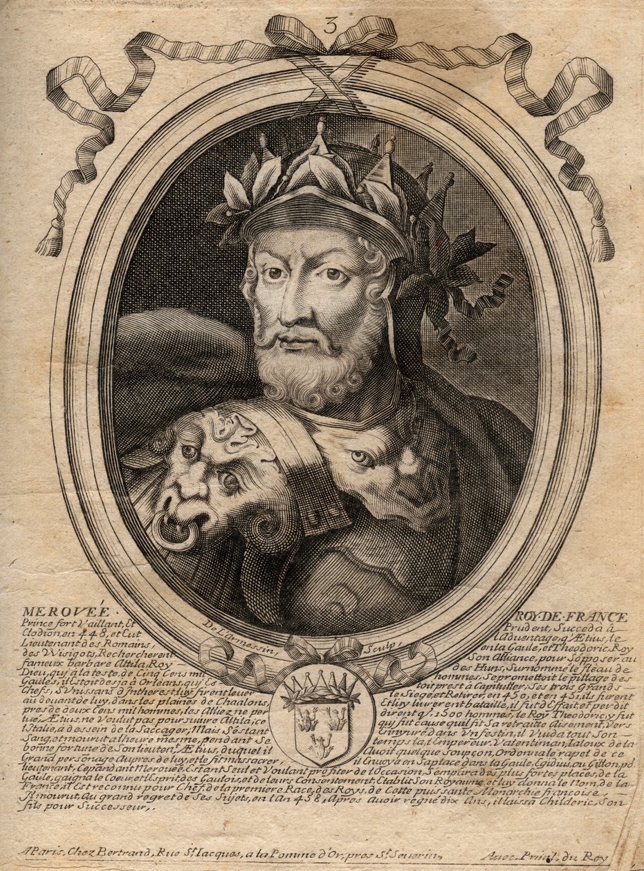 Merovee veya Merovech Roi franc portresi (v. 458) Merovenj ırkının 1. kralı - Merovech
