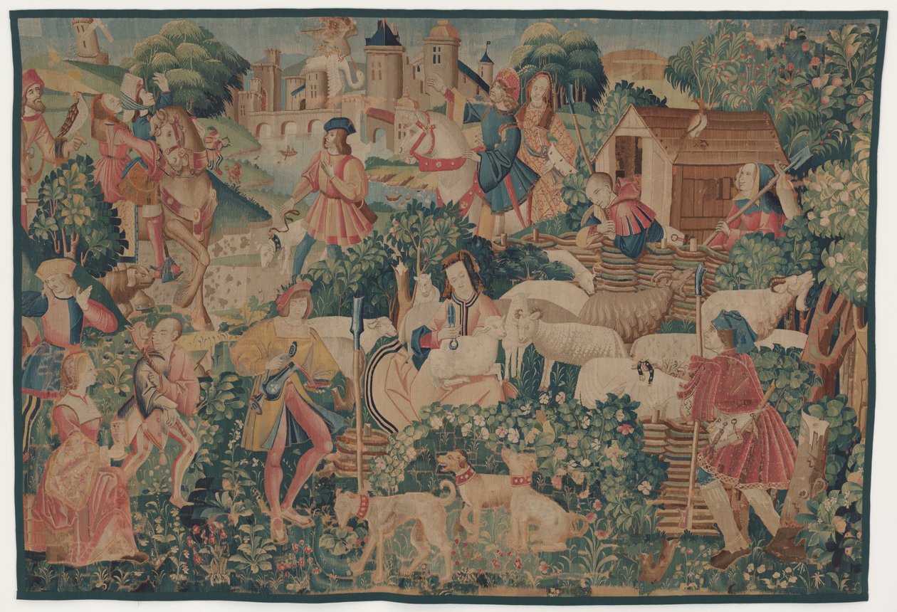 Çoban kırkma ile av ve pastoral sahneler by design probably French 16th Century, Paris; woven in southern Netherlands or Paris in an undetermine workshop