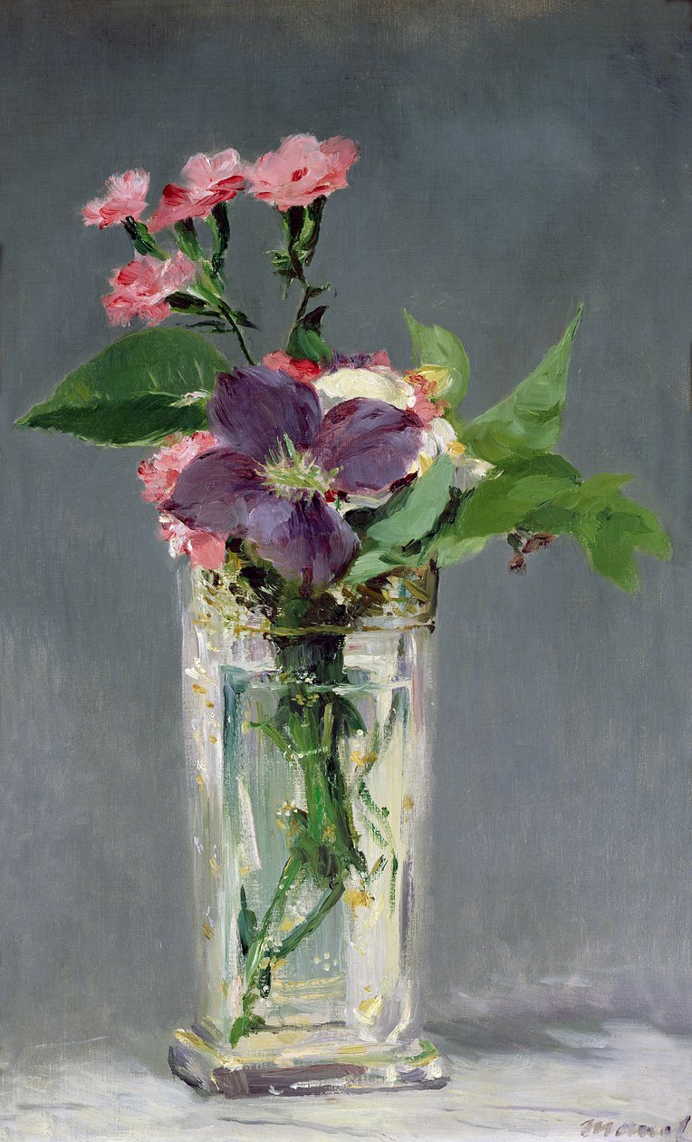 Kristal Vazoda Pembeler ve Akasmalar, 1882 dolayları by Édouard Manet