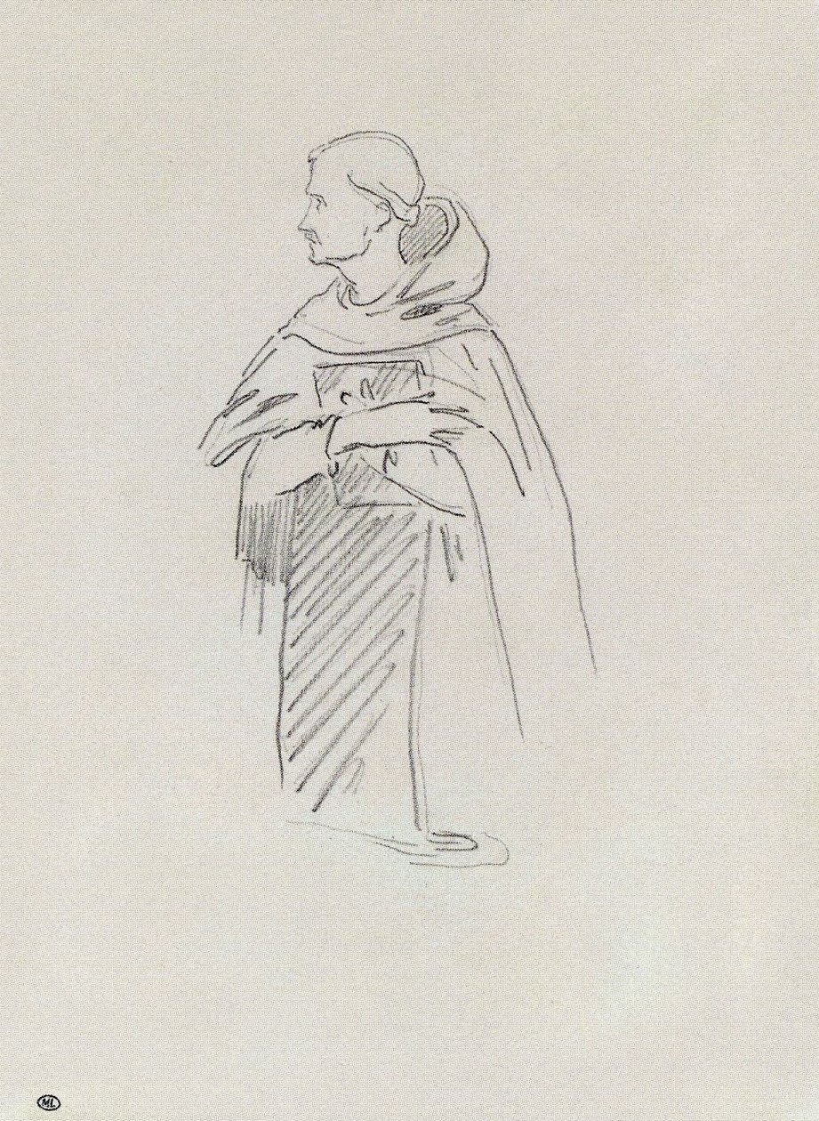 Saint Bernhard diz çökmüş, bir kitap tutuyor by Édouard Manet