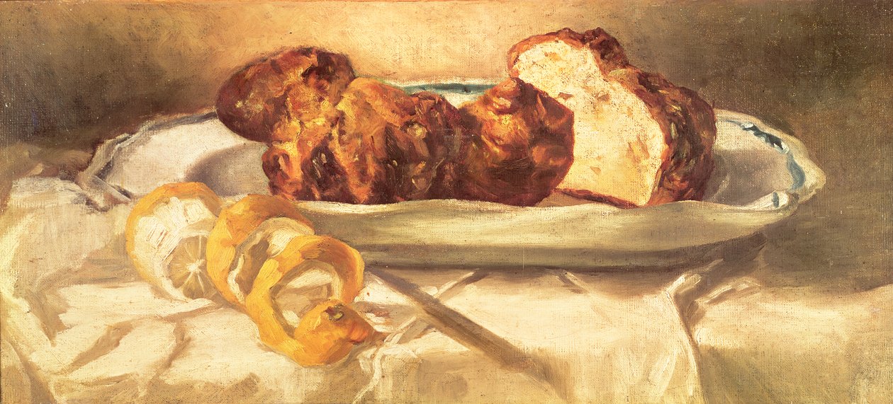 Tatlı çörek ve limonlu natürmort, 1873 by Édouard Manet
