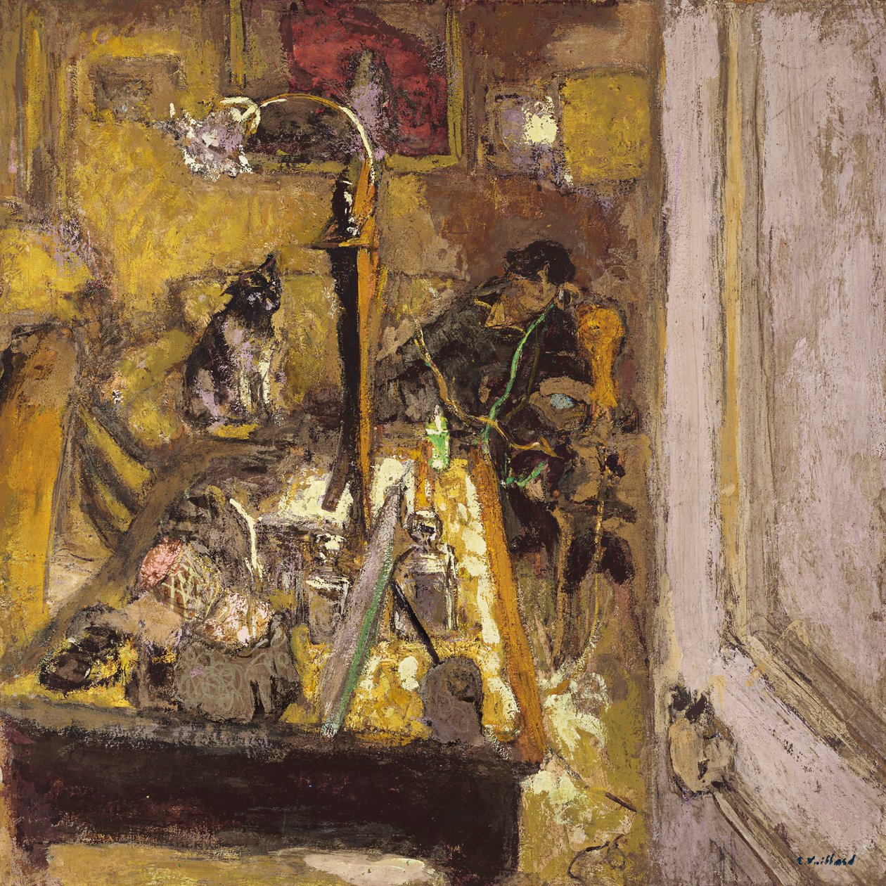 Madam Hessel yatak odasında telefon ediyor by Edouard Vuillard