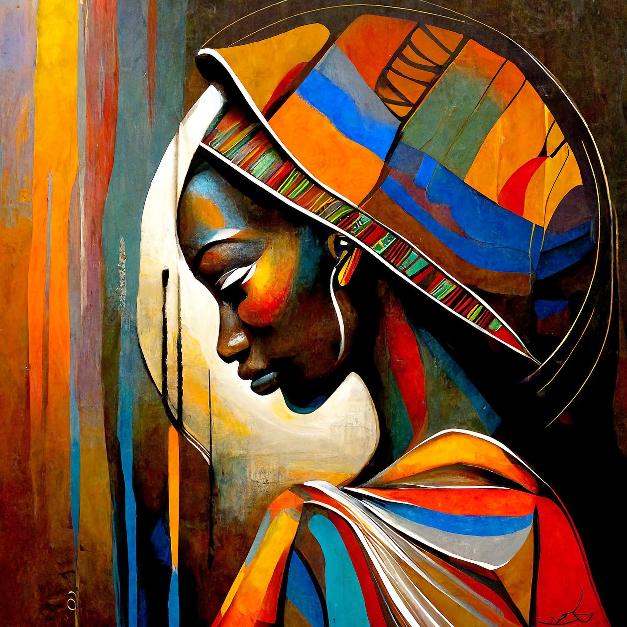 Soyut Sanat: Dua Eden Afrikalı Kadın, Duvar Sanatı | Kanvas Tablolar by F. Abderrahim