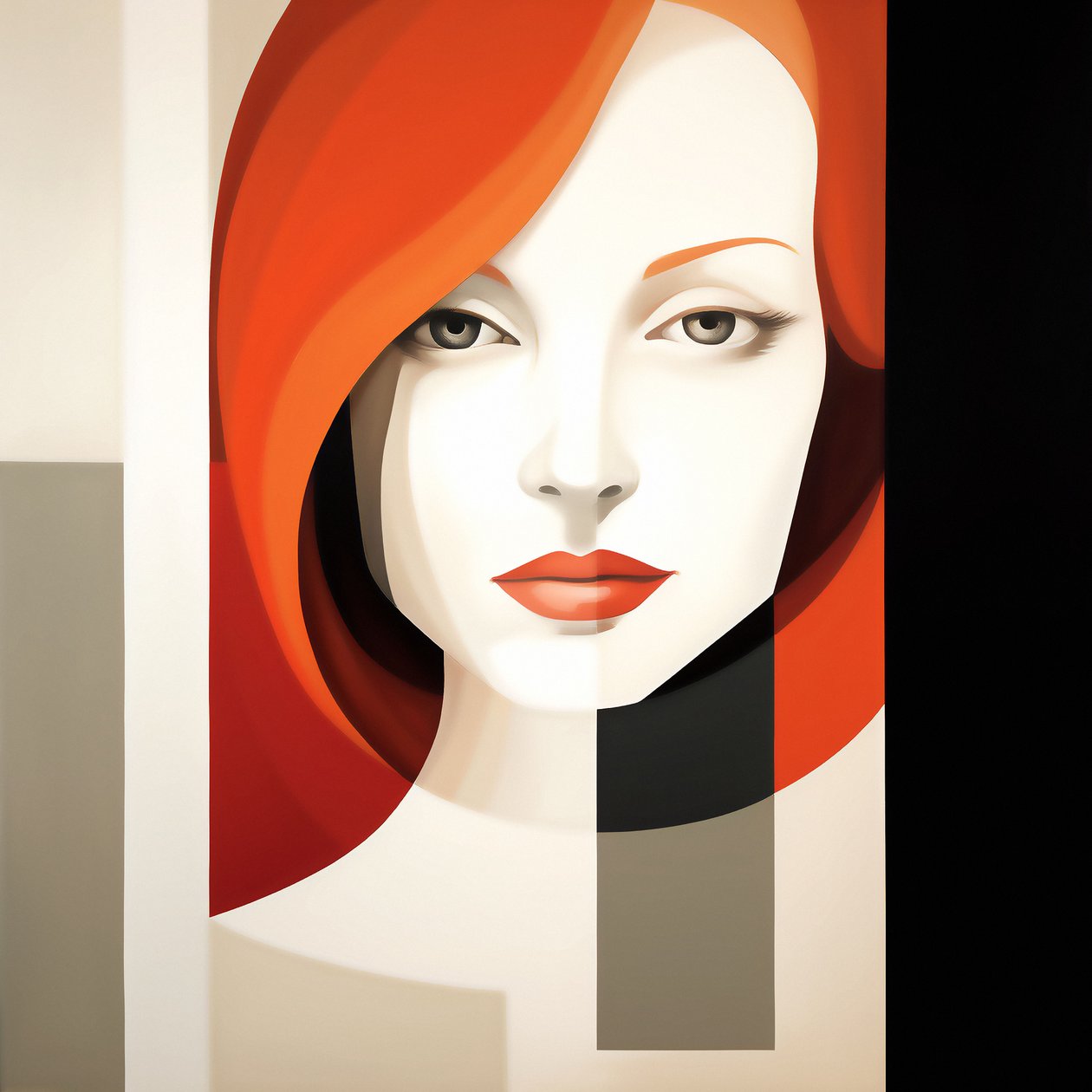 Soyut Minimalist Çağdaş kız Portre, talep üzerine duvar sanatı baskısı by F. Abderrahim