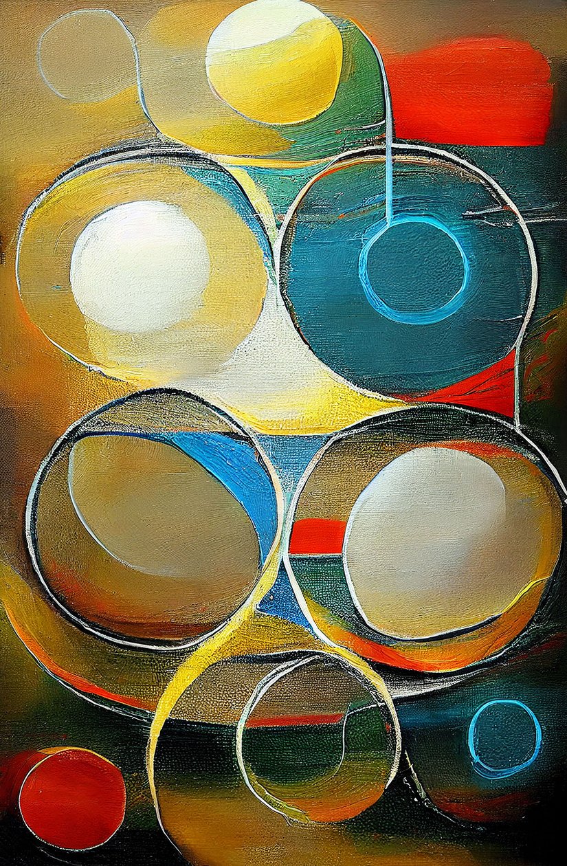 Tuval üzerine soyut çok renkli dairesel şekil, sanat baskıları by F. Abderrahim