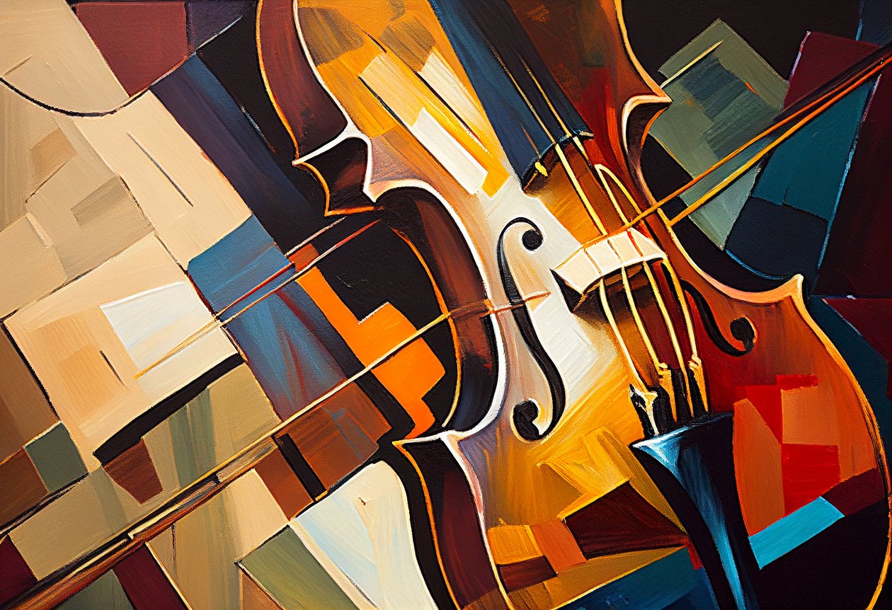 Soyut Keman Tablosu, müzik tuvali, duvar Talep üzerine sanat baskısı by F. Abderrahim
