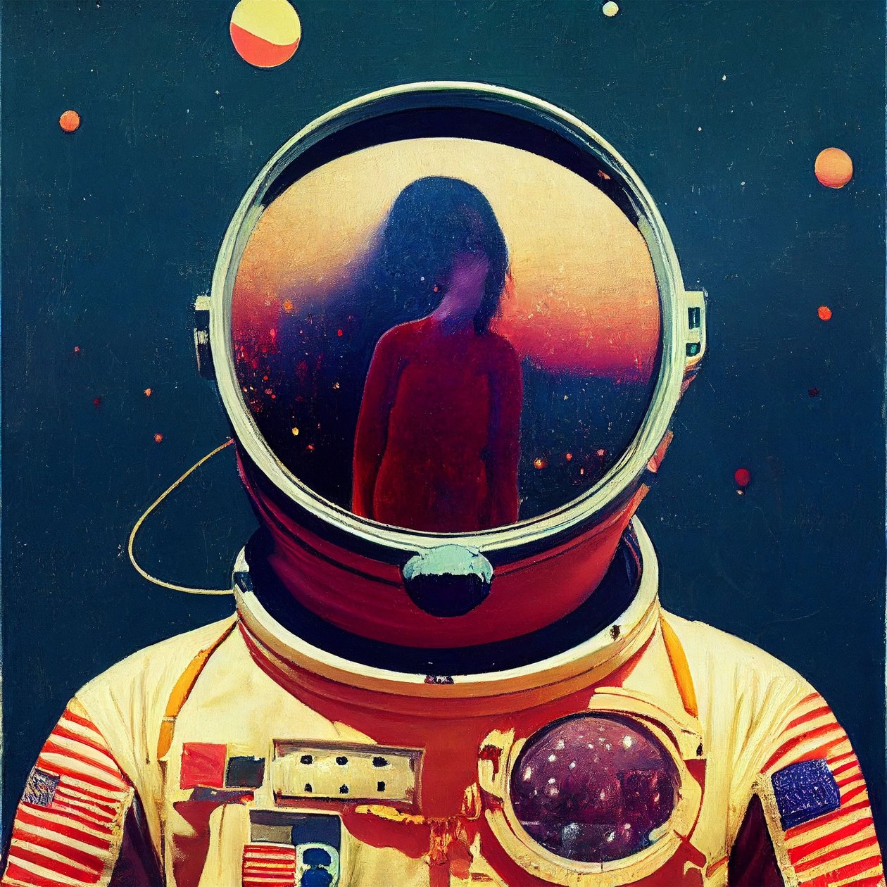 Uzayda soyut astronot resmi, Duvar Sanatı | Kanvas Tablolar by F. Abderrahim