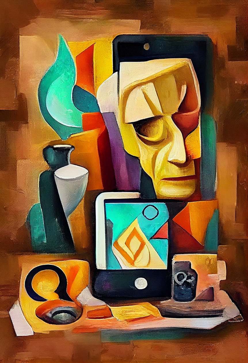 Soyut sürrealist tablo, Picasso'dan ilham alan sanat, Yazdırılabilir duvar sanatı by F. Abderrahim