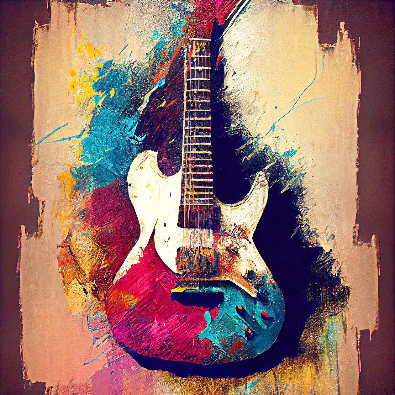 Tuval üzerine elektro gitar tablosu, Müzik Sanatsal baskılar by F. Abderrahim