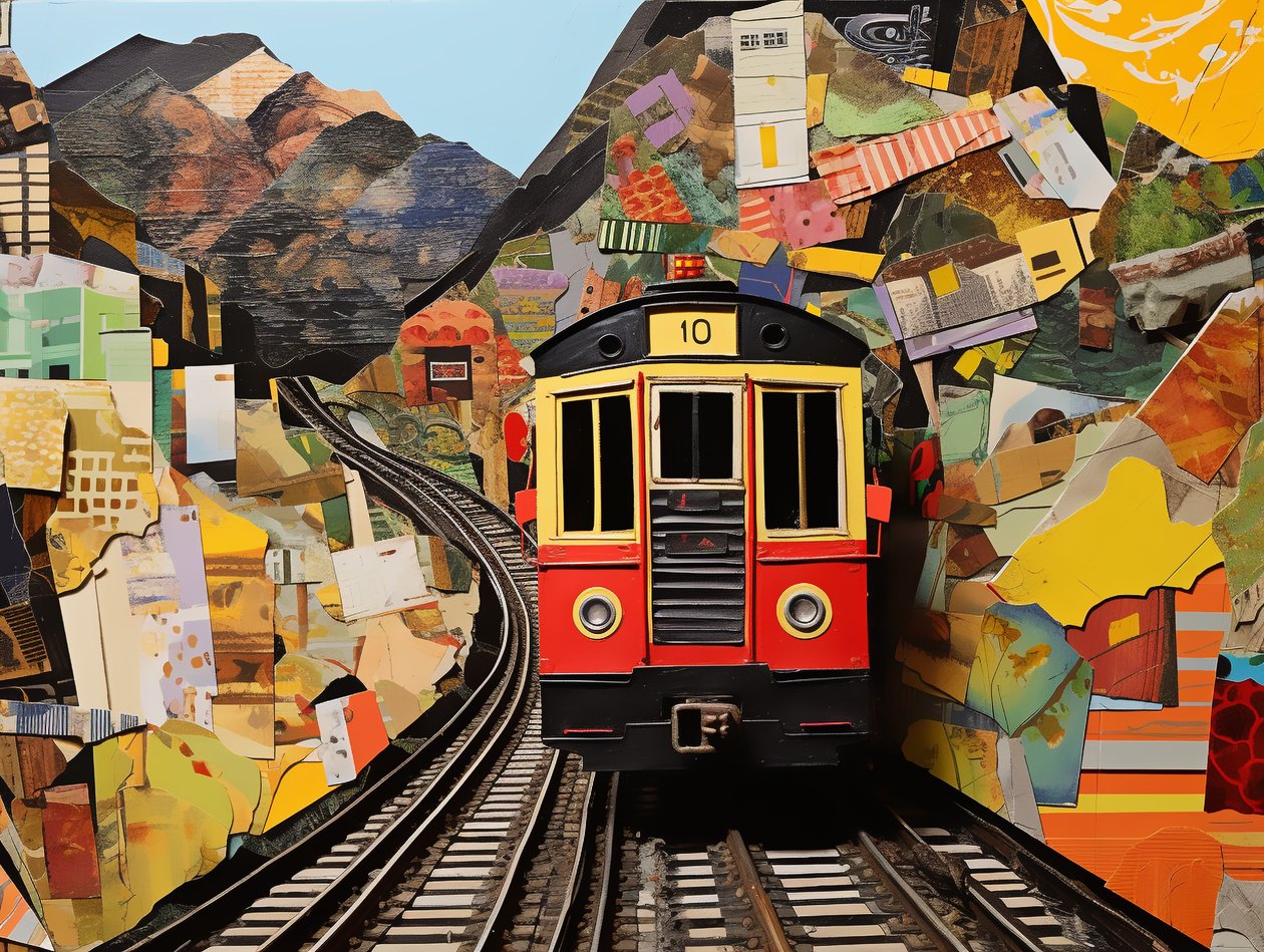 Füniküler tren istasyonu Kolaj Çıkartmaları, Talep üzerine kanvas tablo baskıları by F. Abderrahim