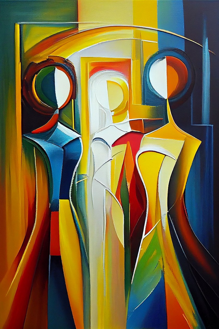 Modern Soyut yağlıboya tablo, Kadın Silüeti, talep üzerine duvar Sanatı baskısı by F. Abderrahim