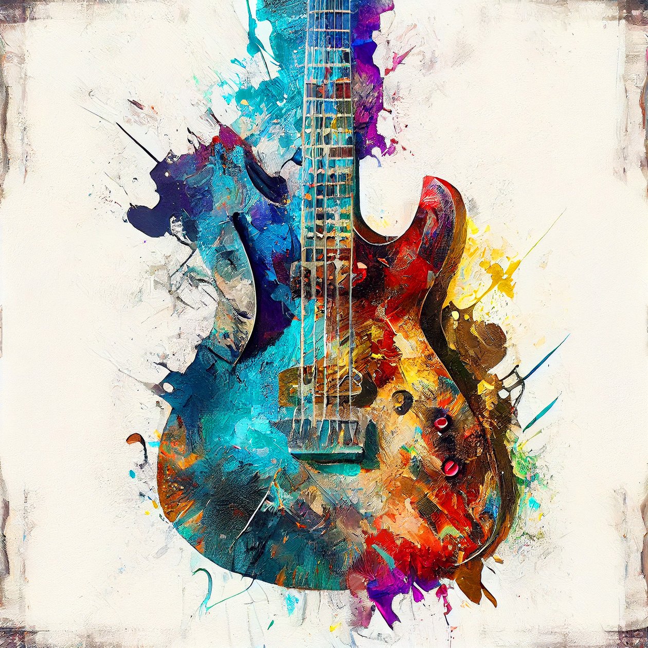 Müzik Sanat baskıları : Tuval üzerine elektro gitar tablosu by F. Abderrahim