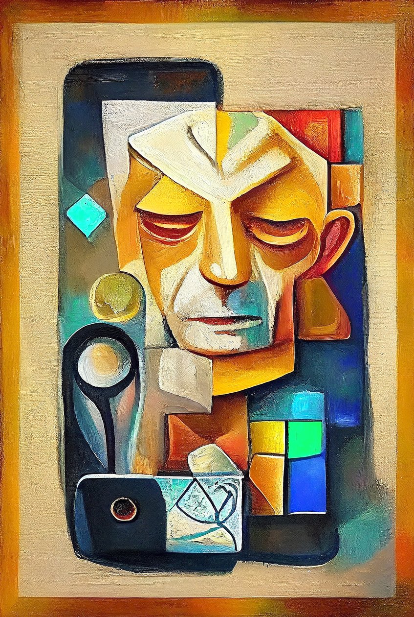 Picasso'dan ilham alan sanat, Soyut sürrealist tablo, talep üzerine duvar sanatı baskısı by F. Abderrahim