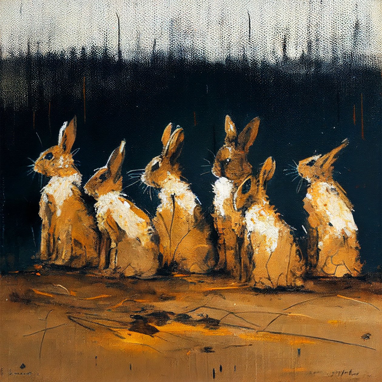 Figüratif tarzda tavşan resmi, duvar sanatı baskıları by F. Abderrahim