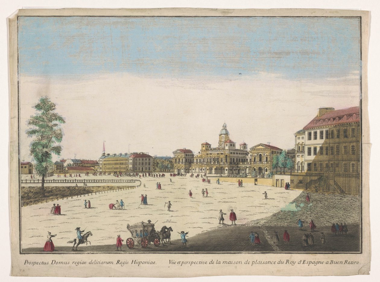 Gezicht op het Buen Retiro Sarayı Madrid Vüe ​​​​et perspektif de la maison de plaisance du roy d