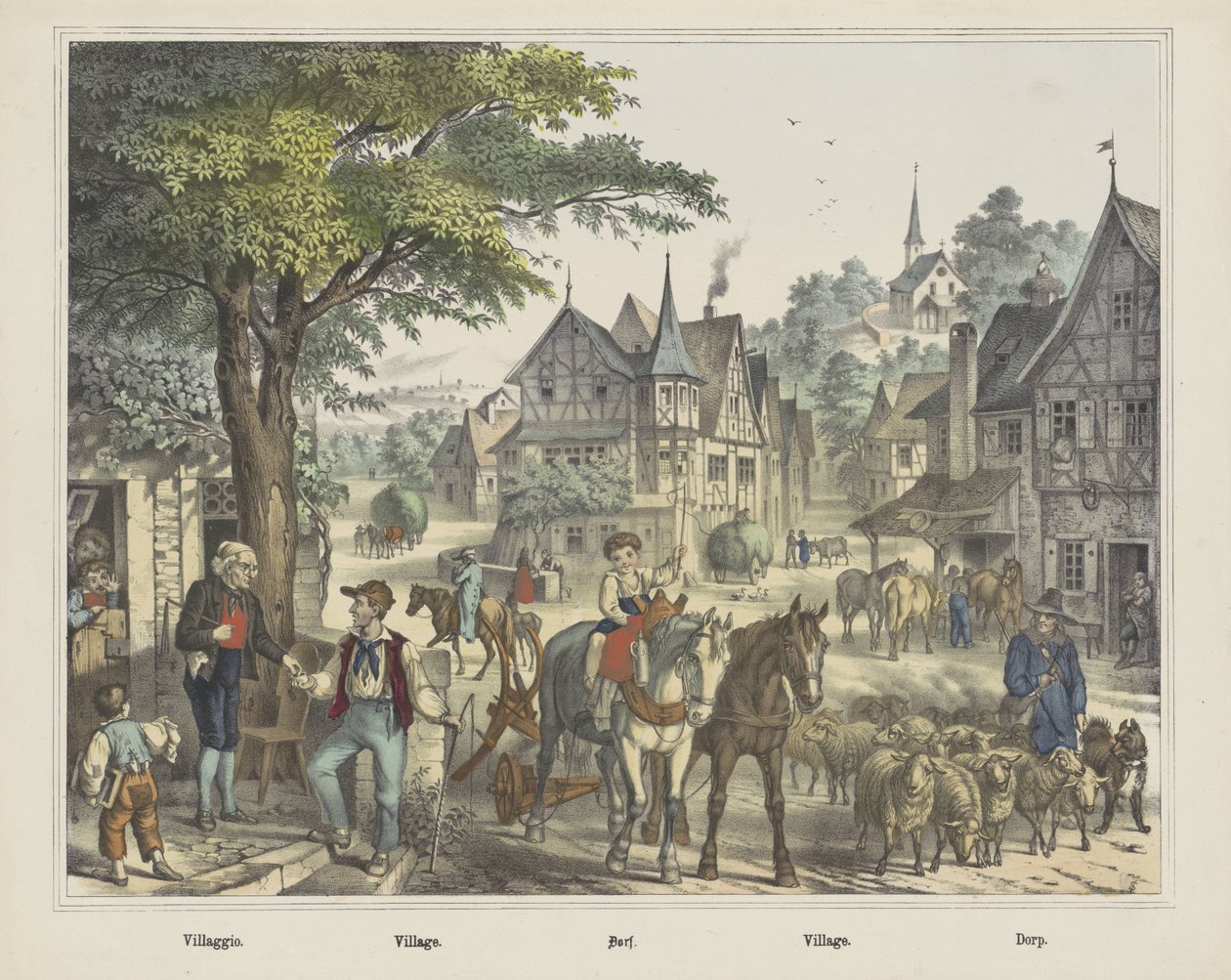 Villaggio. / Köy. / Dorf. / Köy. / Dorp (nesne üzerindeki başlık) by firma Joseph Scholz