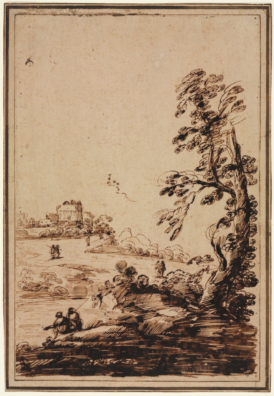 Küçük Bina Grubu ile Peyzaj by imitator of Guercino