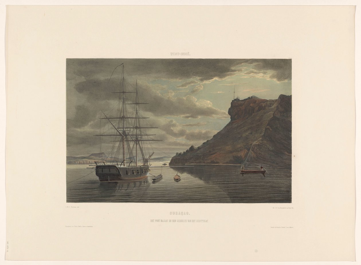 Fort Nassau ve Schottegat Curaçao. Fort Nassau ve Schottegat'ın bir kısmı (nesnedeki başlık) by jonkheer Jacob Eduard van Heemskerck