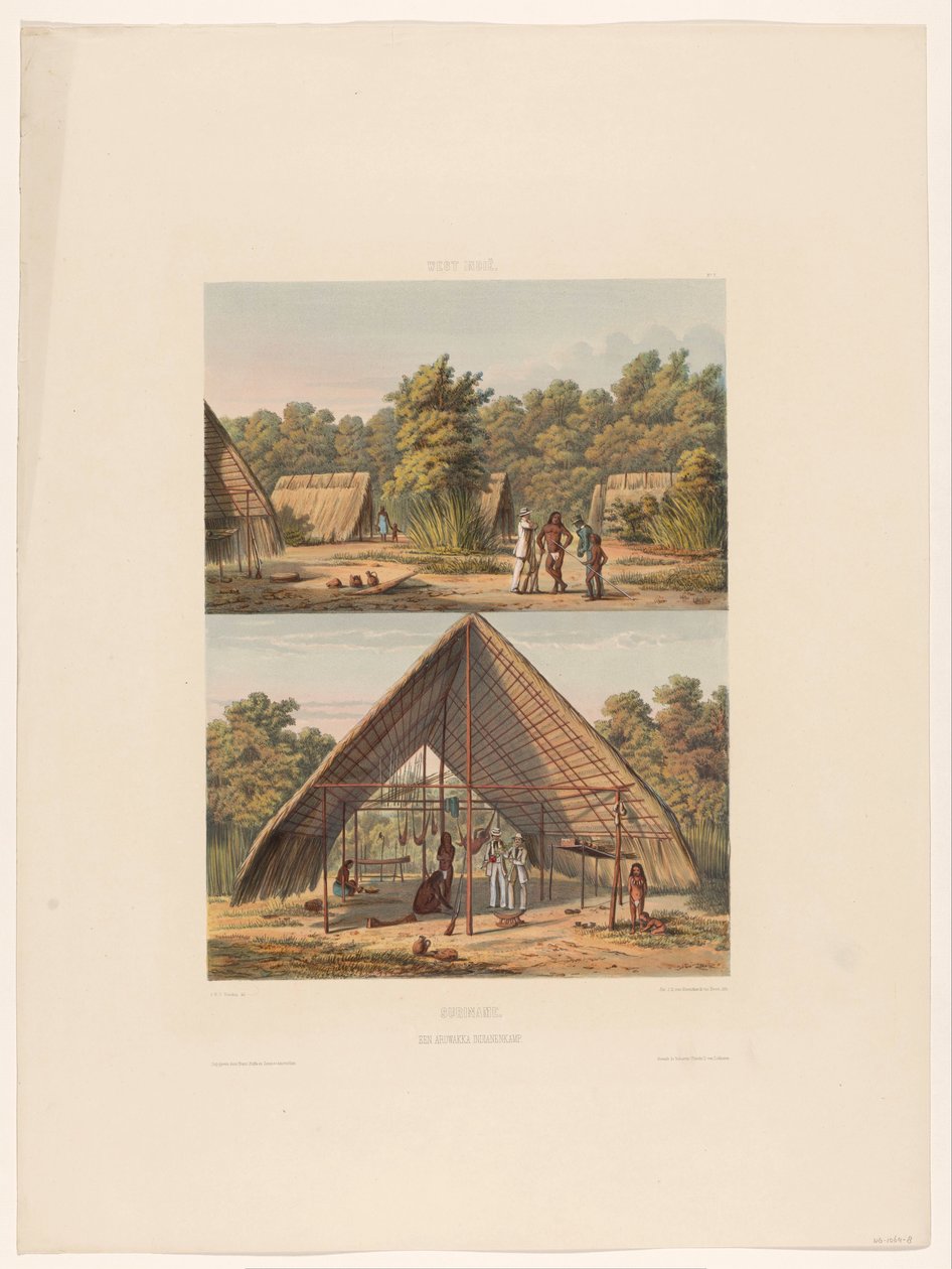 Arawaks Surinam Kampı. Bir Arowakka Kızılderili Kampı (nesnedeki başlık) by jonkheer Jacob Eduard van Heemskerck