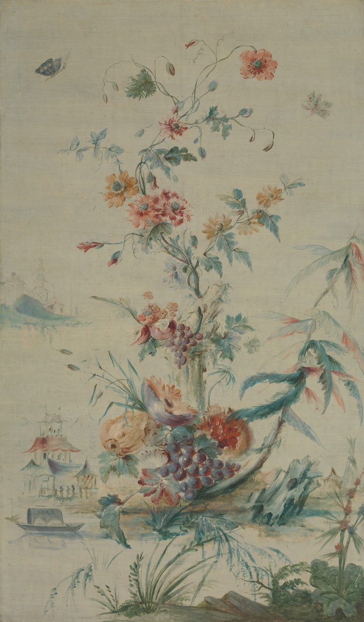 Çiçekler ve Chinoiserie, 18. yüzyıl. by late 18th century . French Painter