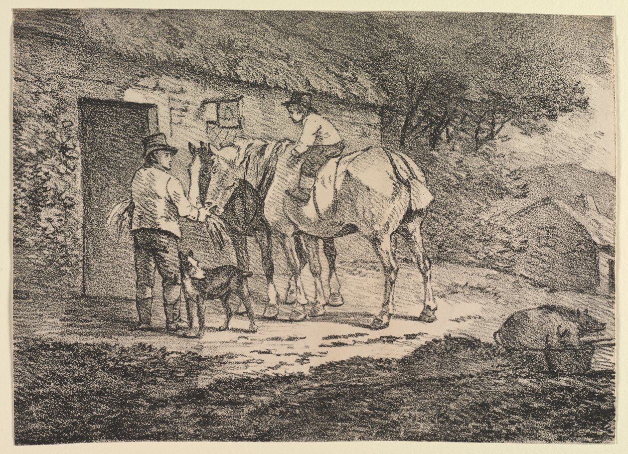 Poliotografinin Örnekleri: Bir Kulübenin Kapısındaki Atlar by near the Policoro Painter (South Italian, Lucanian, active c. 400 BC)