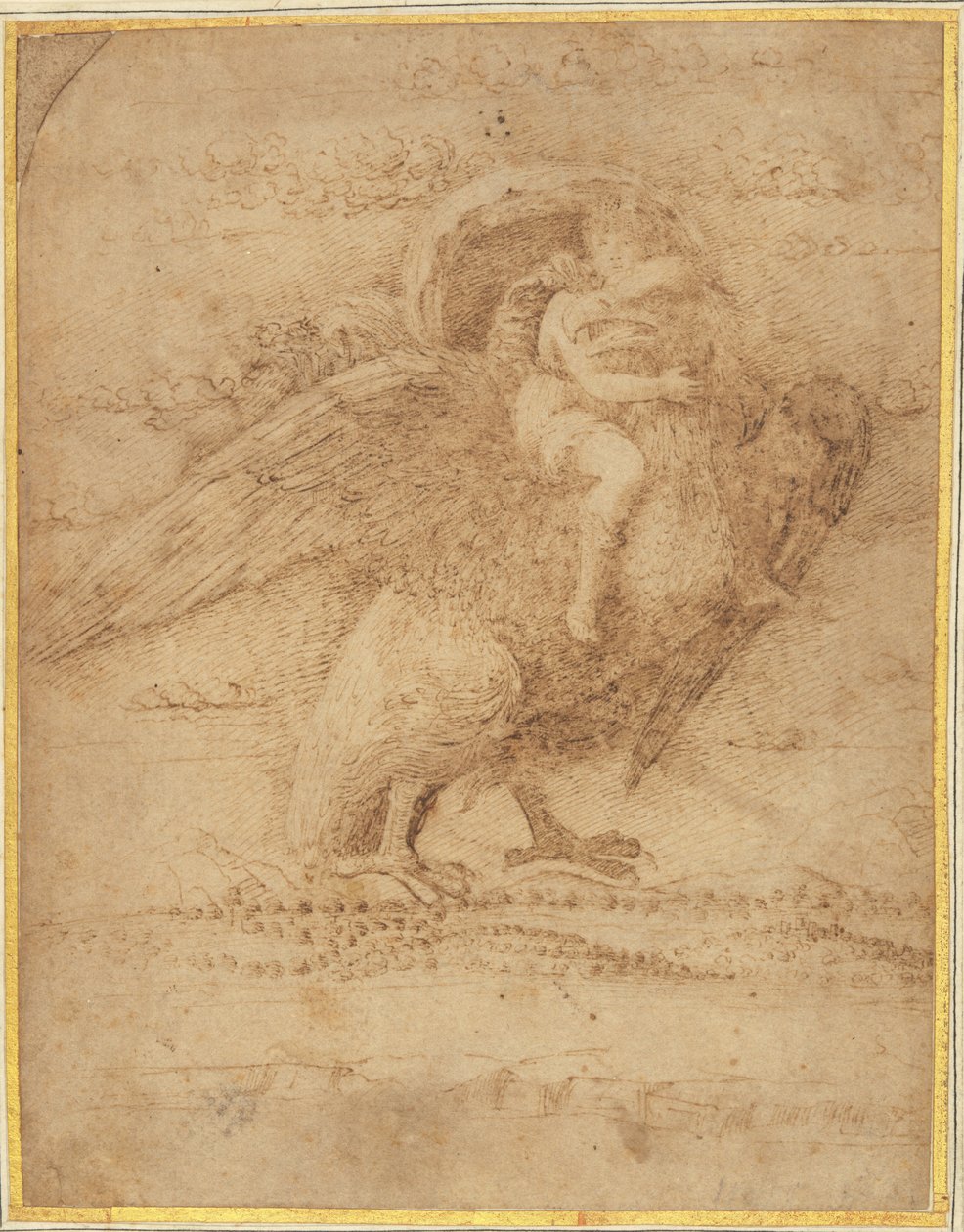 Geniş Bir Manzaranın Üzerinde Jüpiter ve Ganymede by or Andrea Mantegna Giovanni Bellini