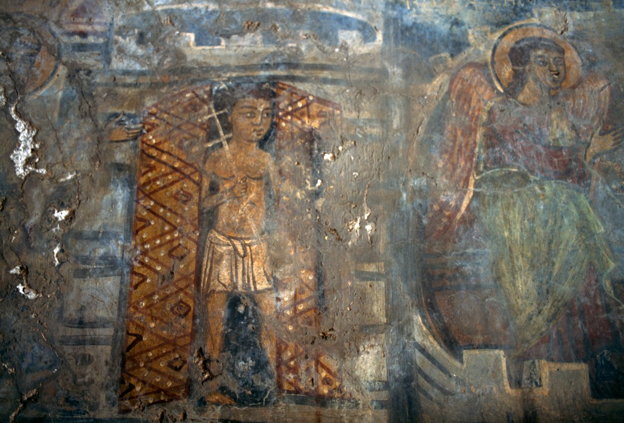 Angel, Plemeniana kilisesinde fresk, Girit, Yunanistan (fotoğraf) by Theodore Charles Ange Coquelin